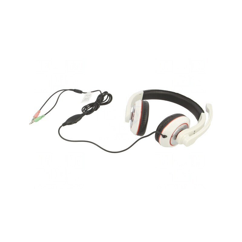 Căști cu microfon alb-negru Jack 3,5mm 1,8m | Electronic-mag.ro | Componente Electronice