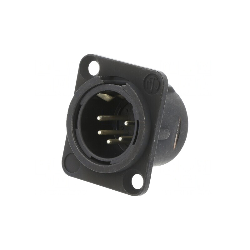 Soclu XLR Tată 5 Pin Drept Negru 7.5A 19x24mm | Electronic-mag.ro | Componente Electronice