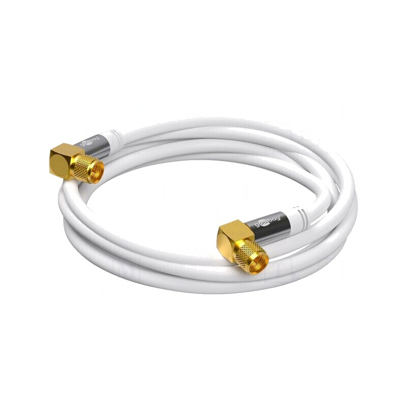 Cablu TV 75Ω 1m F-mufă unghiulară PVC alb | Electronic-mag.ro | Componente Electronice