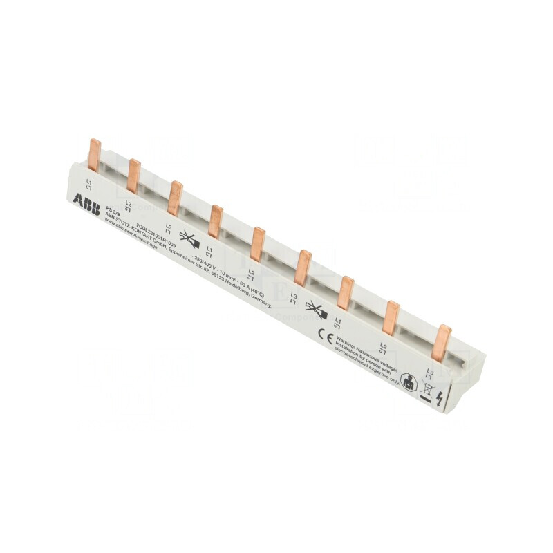 Bară colectoare 10mm2 3 poli 63A 690V 9 module | Electronic-mag.ro | Componente Electronice