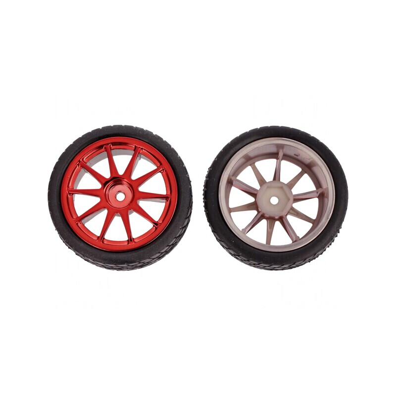 Ax Roșie cu Înșurubare Fină și Acoperire din Guma Ø65mm W26mm | Electronic-mag.ro | Componente Electronice