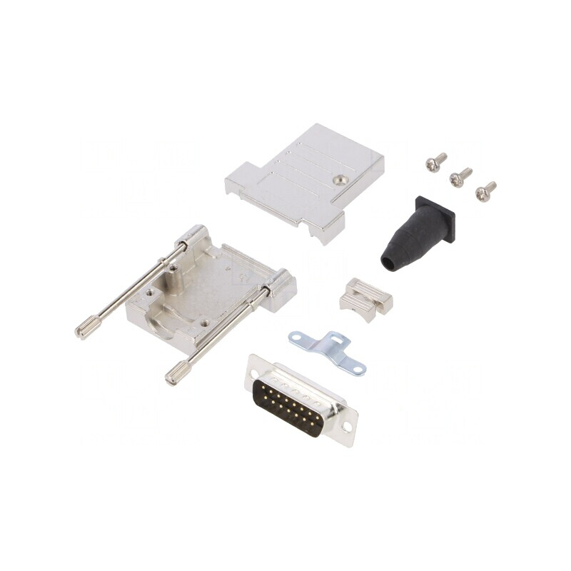D-Sub 15 PIN Mufă Tată Lipire pe Cablu Neagră | Electronic-mag.ro | Componente Electronice
