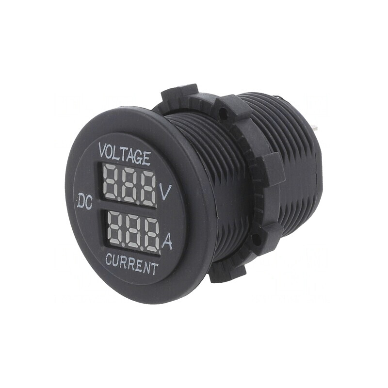 Voltmetru 5-30V DC 1-15A Negru Verde | Electronic-mag.ro | Componente Electronice