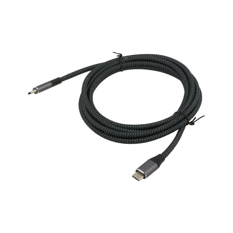 Cablu USB 3.2 USB-C Dublu 2m Alb-Negru 100W | Electronic-mag.ro | Componente Electronice