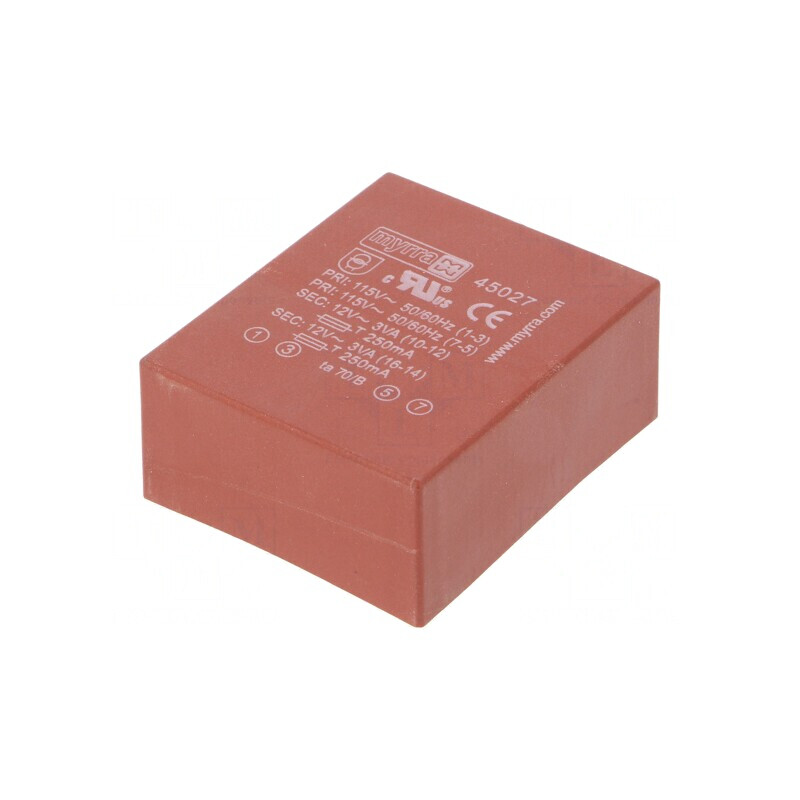 Transformator Încapsulat 6VA 12V 12V 250mA | Electronic-mag.ro | Componente Electronice