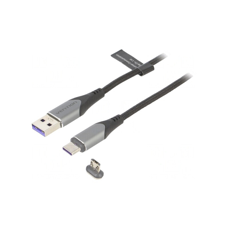 Cablu Magnetic USB 2.0 0,5m Negru 480Mbps | Electronic-mag.ro | Componente Electronice