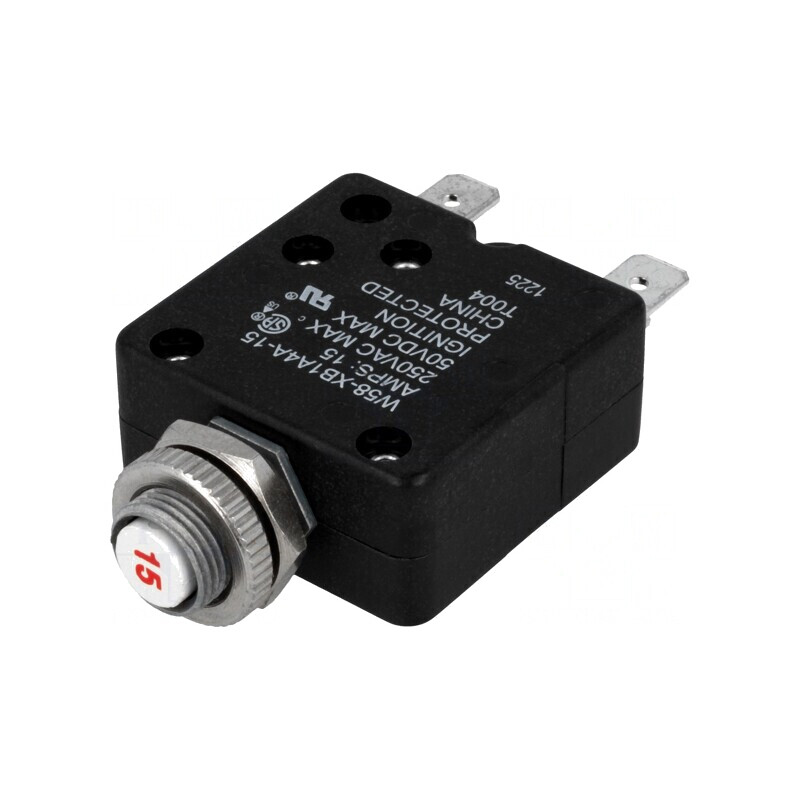 Întrerupător de Supracurent 250VAC 50VDC 15A SPST-NC | Electronic-mag.ro | Componente Electronice