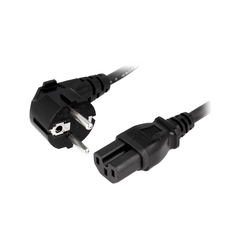 Cablu Alimentare 3m Ștecăr Unghi CEE 7/7 la IEC C15 | Electronic-mag.ro | Componente Electronice