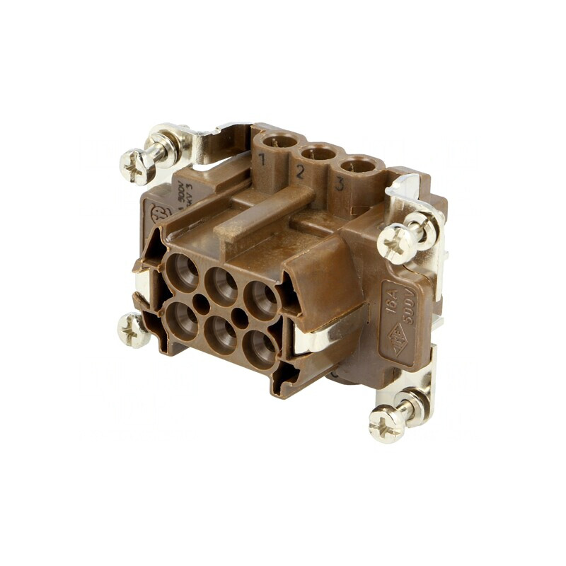 Conector HDC Mamă 180°C 6 Pini 16A 500V | Electronic-mag.ro | Componente Electronice