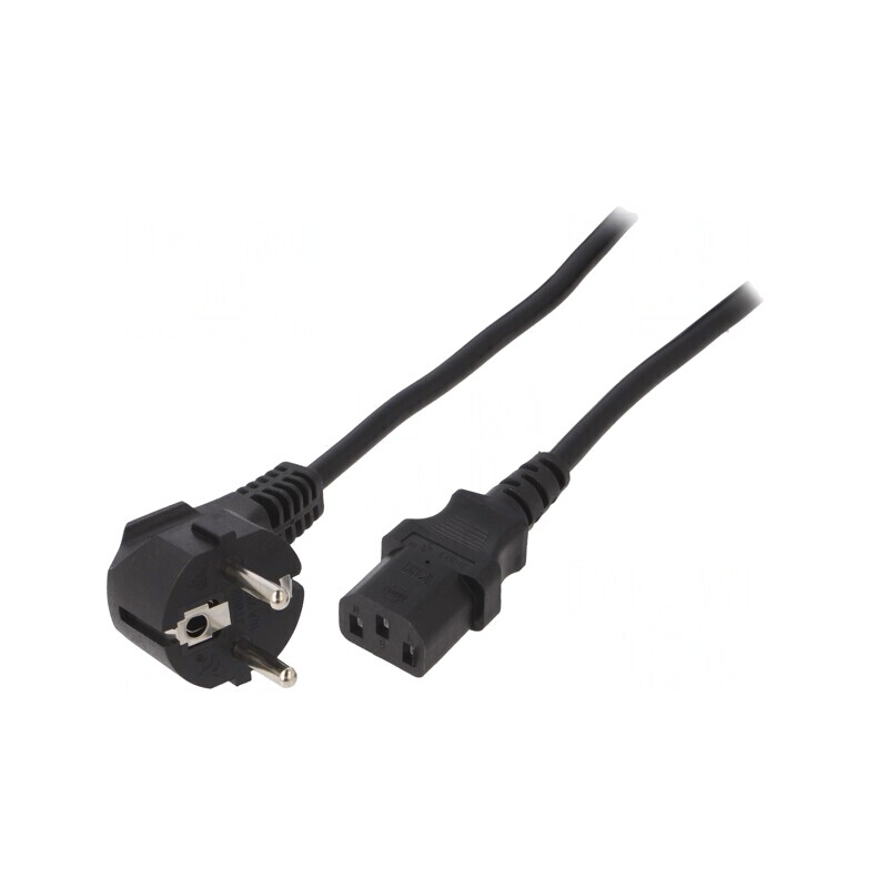 Cablu Alimentare 3x1mm2 cu Ștecăr Unghiular și Conector IEC C13 | Electronic-mag.ro | Componente Electronice
