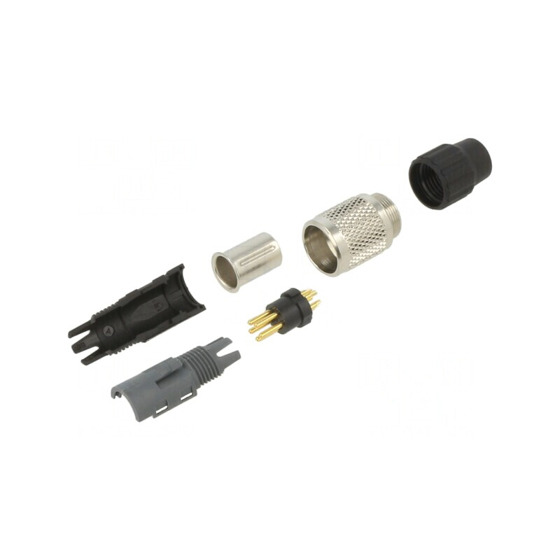 Mufă Conector M9 Aurit 5-PIN IP40 125V pe Cablu | Electronic-mag.ro | Componente Electronice