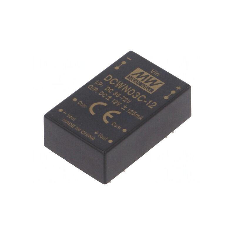 Convertor DC/DC 3W 36-72V la 12V/-12V THT | Electronic-mag.ro | Componente Electronice