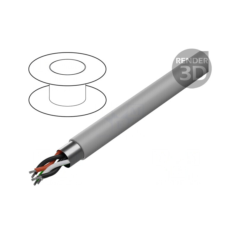 Cablu RS232 ecranat 3x2x24AWG Cu PVC gri | Electronic-mag.ro | Componente Electronice