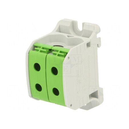 Conector Îmbinare Șine 50mm2 1P 4B Verde TS35 | Electronic-mag.ro | Componente Electronice