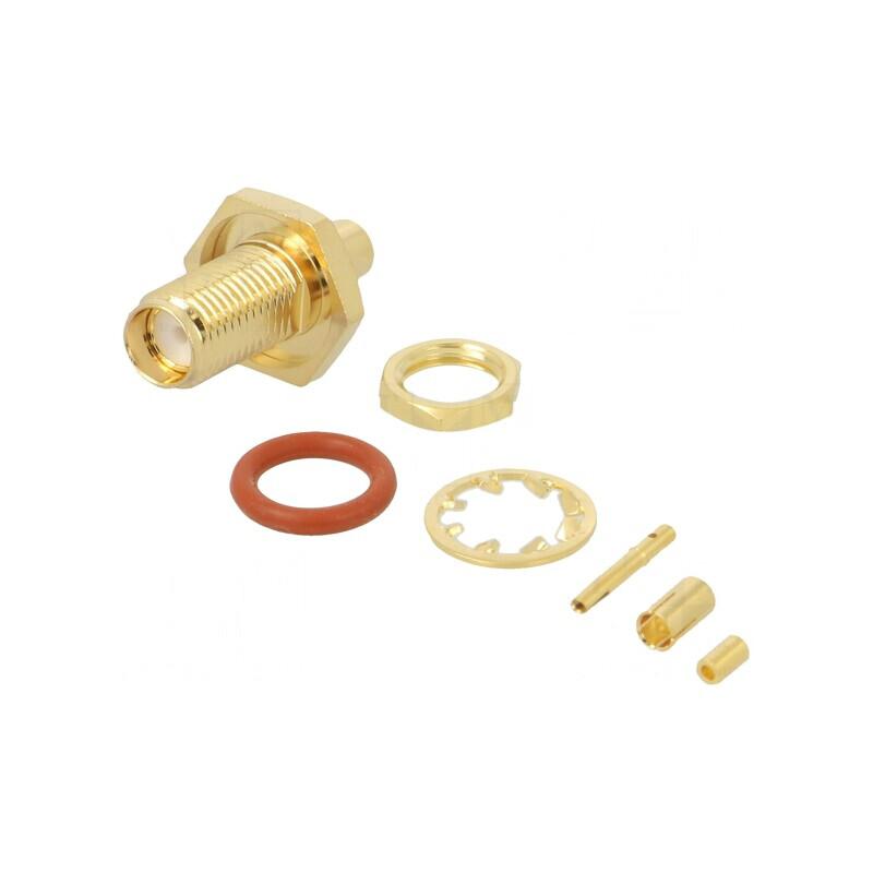 Soclu SMA mamă drept 50Ω aurit pentru cablu Belden 83265, RG178, RG196 PTFE | Electronic-mag.ro | Componente Electronice