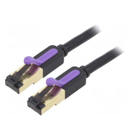 Patch cord S/FTP negru 10m 28AWG | Electronic-mag.ro | Componente Electronice