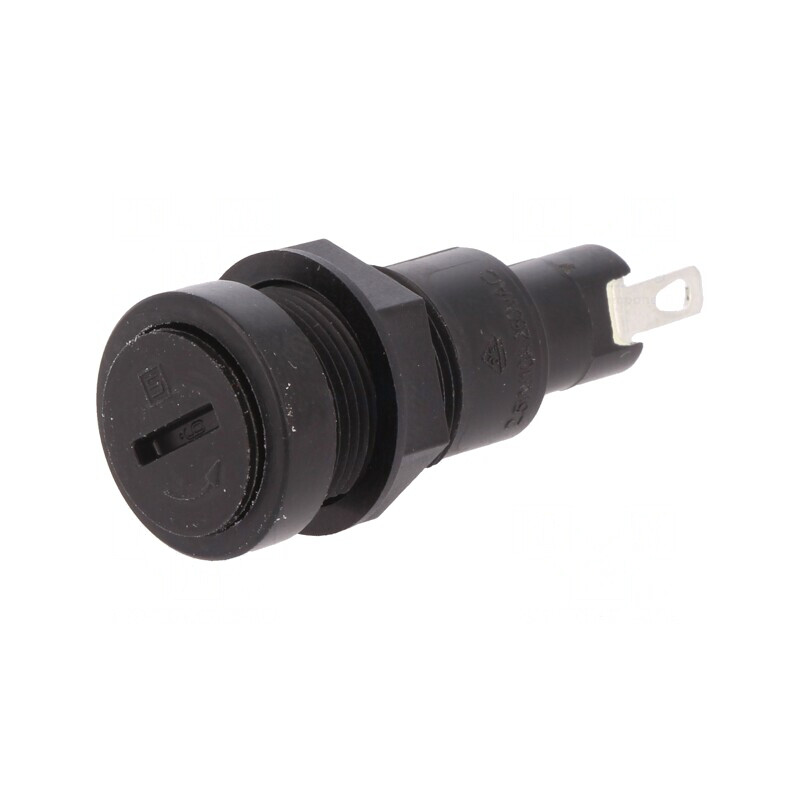 Clemă siguranţe cilindrice 10A 250VAC neagră | Electronic-mag.ro | Componente Electronice