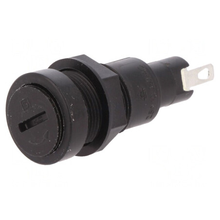 Clemă siguranţe cilindrice 10A 250VAC neagră | Electronic-mag.ro | Componente Electronice