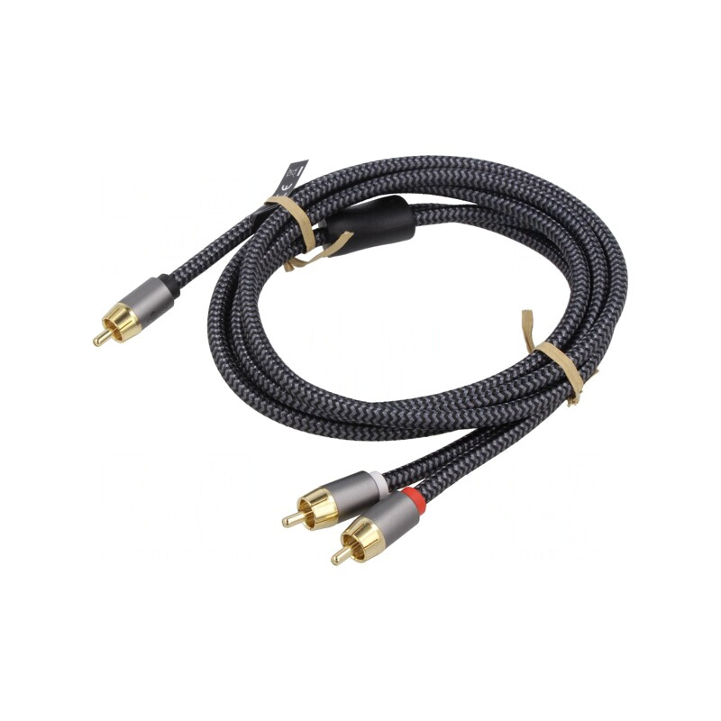 Cablu RCA 2m Aurit Negru/Gri | Electronic-mag.ro | Componente Electronice