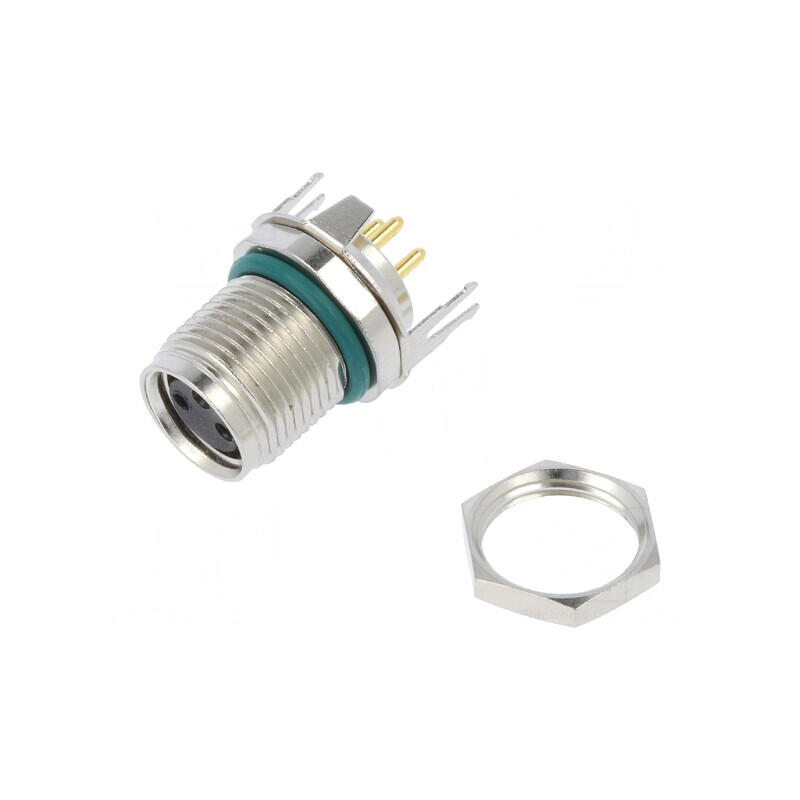Conector M8 Femeie 3 PIN Drept PCB IP68 60V | Electronic-mag.ro | Componente Electronice
