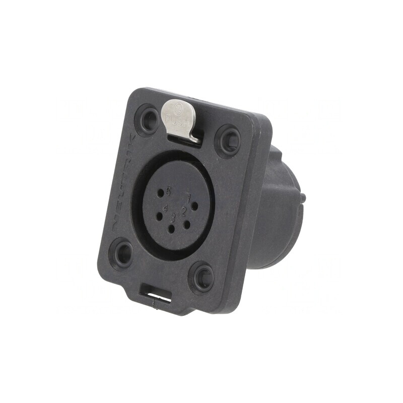 Soclu XLR mamă 5 PIN negru cu buton | Electronic-mag.ro | Componente Electronice