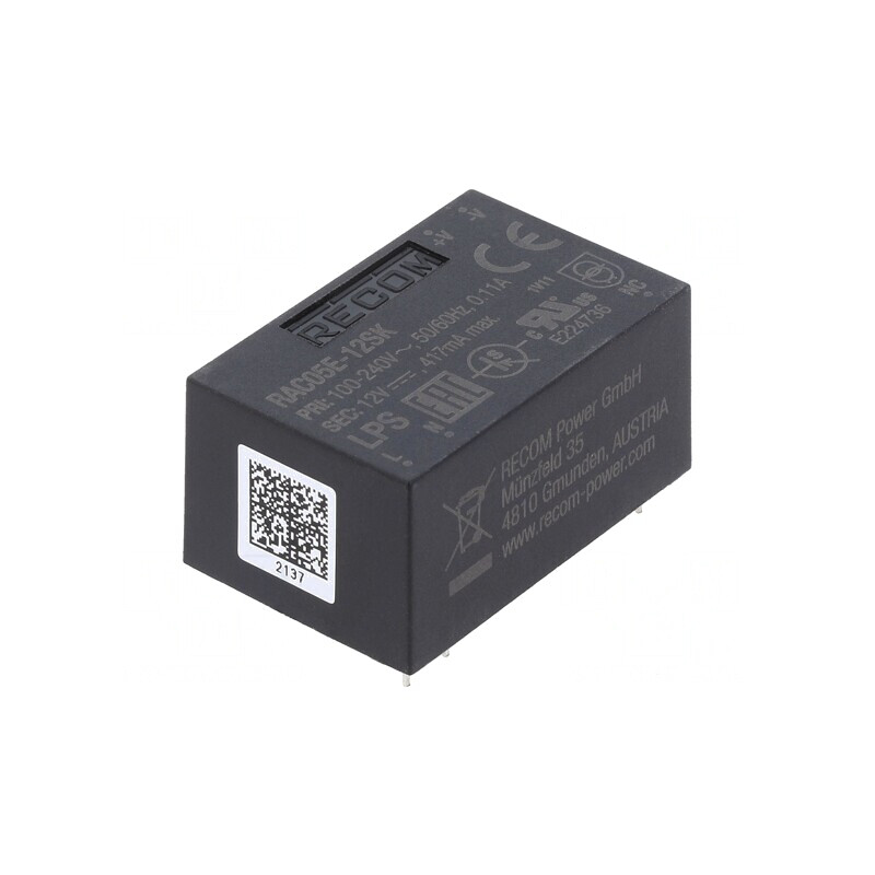 Convertor AC/DC 12V 5W | Electronic-mag.ro | Componente Electronice