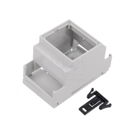Carcasă pentru șină DIN 90x53x58mm PPO gri deschis | Electronic-mag.ro | Componente Electronice