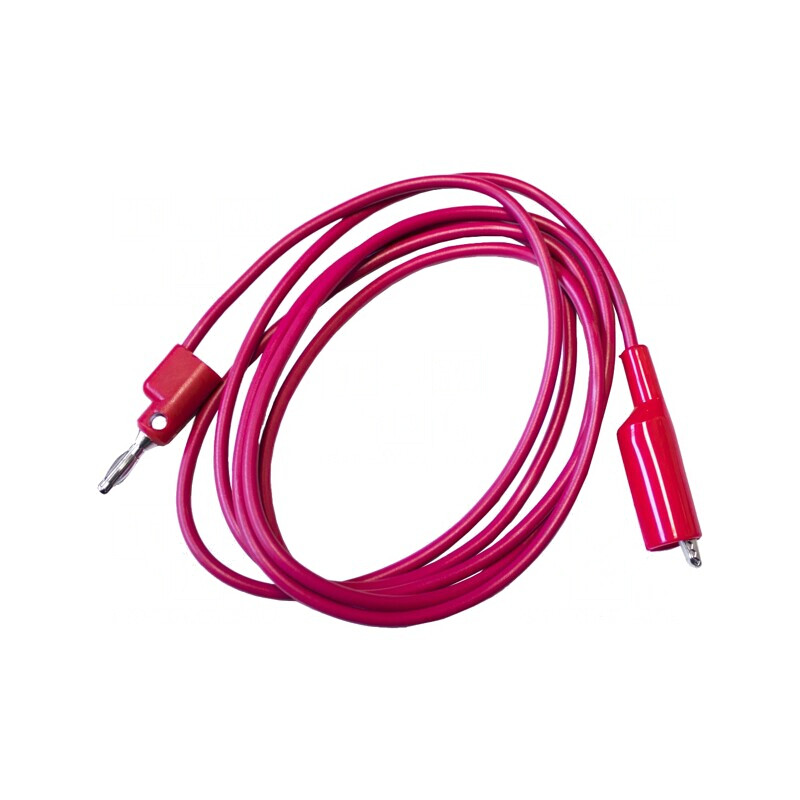 Cablu de măsurare 10A, mufa banană 4 mm, clemă crocodil roşie | Electronic-mag.ro | Componente Electronice