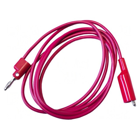 Cablu de măsurare 10A, mufa banană 4 mm, clemă crocodil roşie | Electronic-mag.ro | Componente Electronice