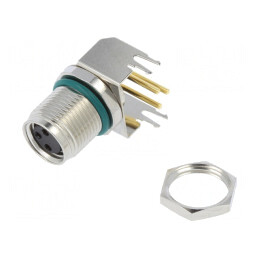 Conector M8 Mamă 3 PIN 90° PCB 4A IP68 | Electronic-mag.ro | Componente Electronice