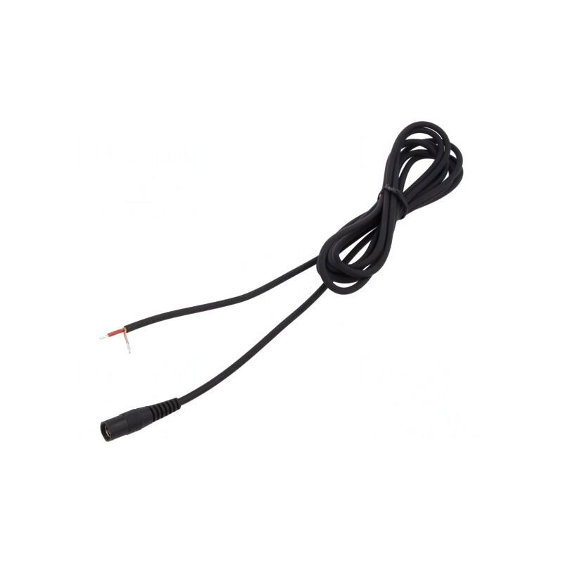 Cablu Negru 1x1mm2 DC 5.5/2.5 Soclu Drept 5m | Electronic-mag.ro | Componente Electronice
