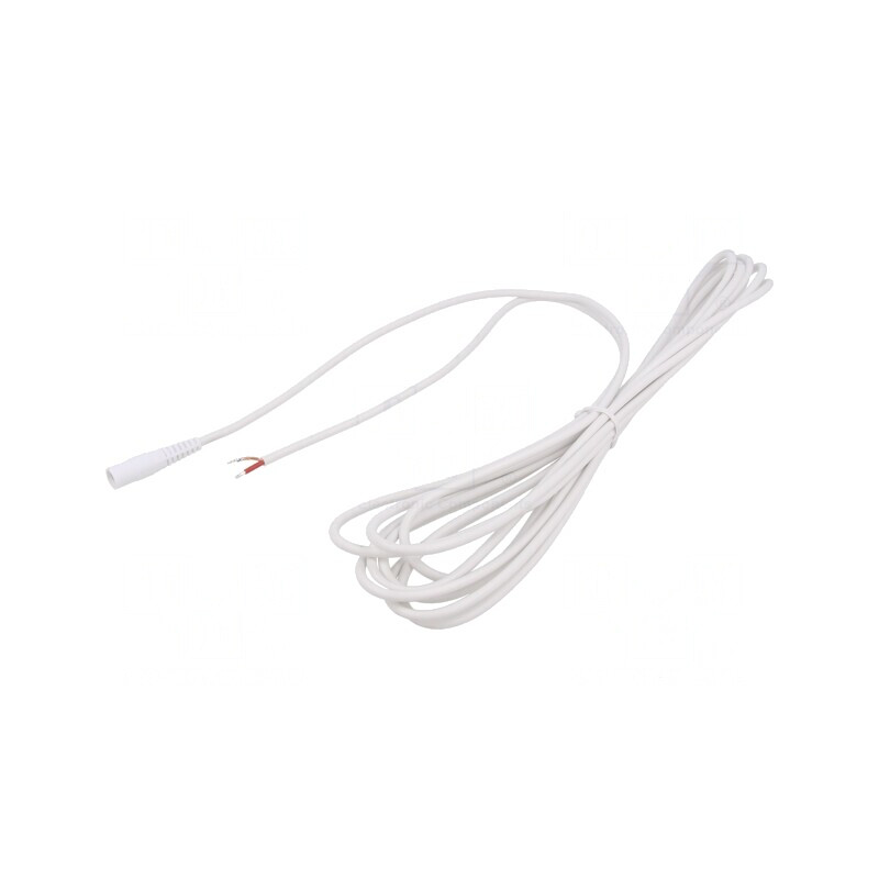 Cablu Alb DC 5.5/2.5 Soclu Drept 5m 1x1mm2 | Electronic-mag.ro | Componente Electronice