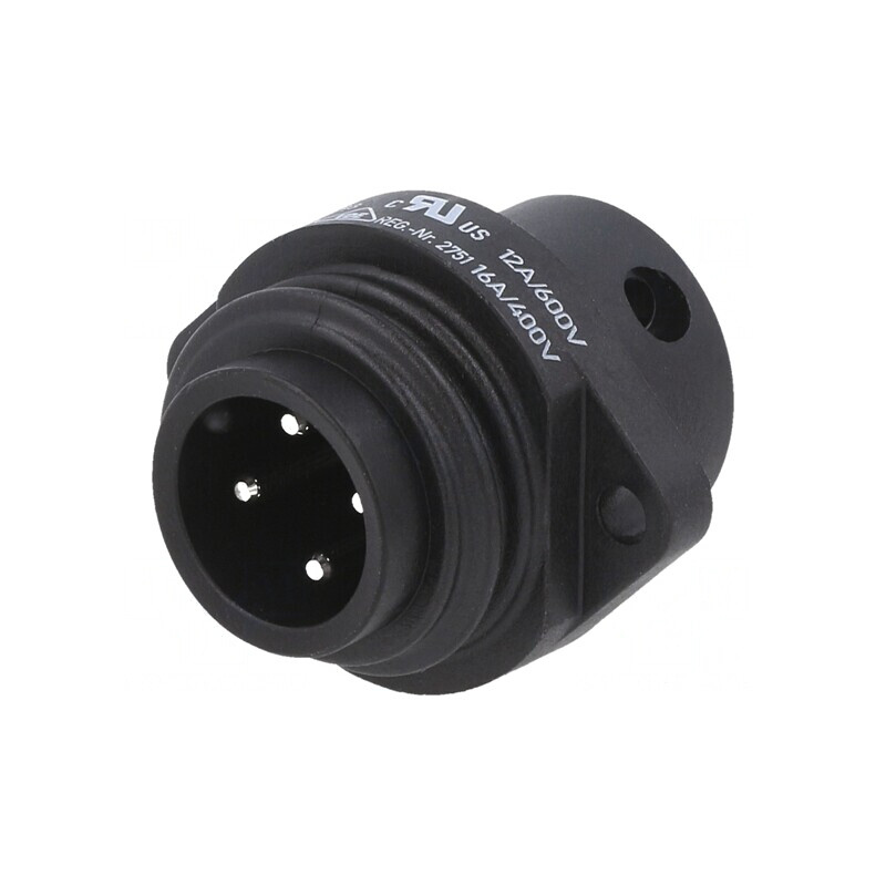 Conector Circular 600V 4 Pin 16A Soclu Tată | Electronic-mag.ro | Componente Electronice
