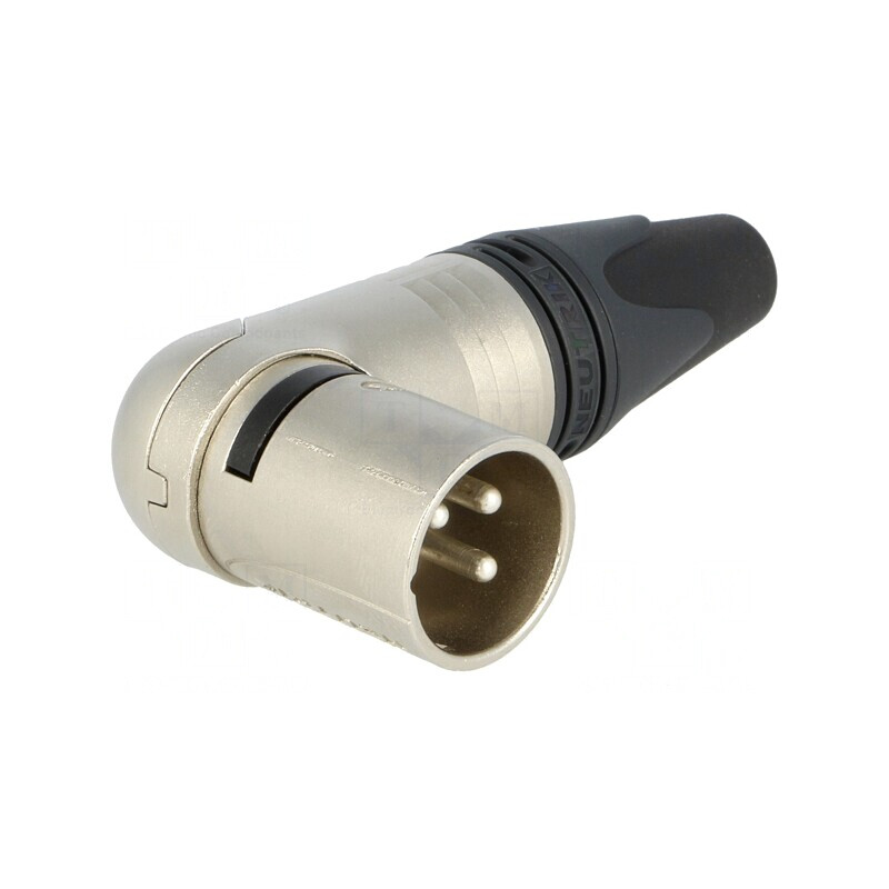 Mufă XLR tată 3 pini unghi 90° pe cablu | Electronic-mag.ro | Componente Electronice