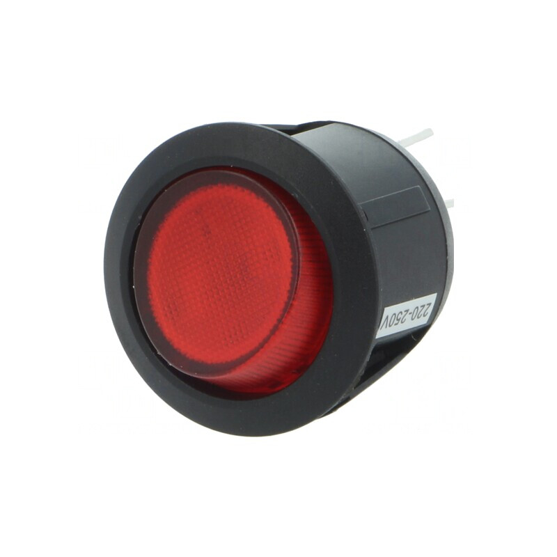 Comutator Basculant DPST ON-OFF 10A 250VAC Roșu cu Lumină Neon 230V | Electronic-mag.ro | Componente Electronice