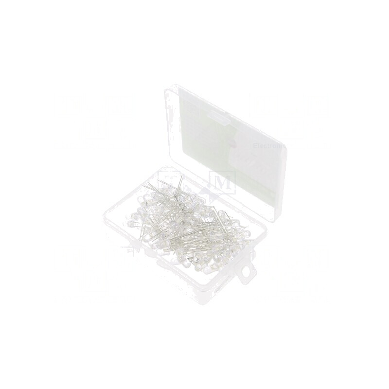 Set 100 LED-uri 5mm Alb Rece 2,7-3,4V Cutie Plastic | Electronic-mag.ro | Componente Electronice