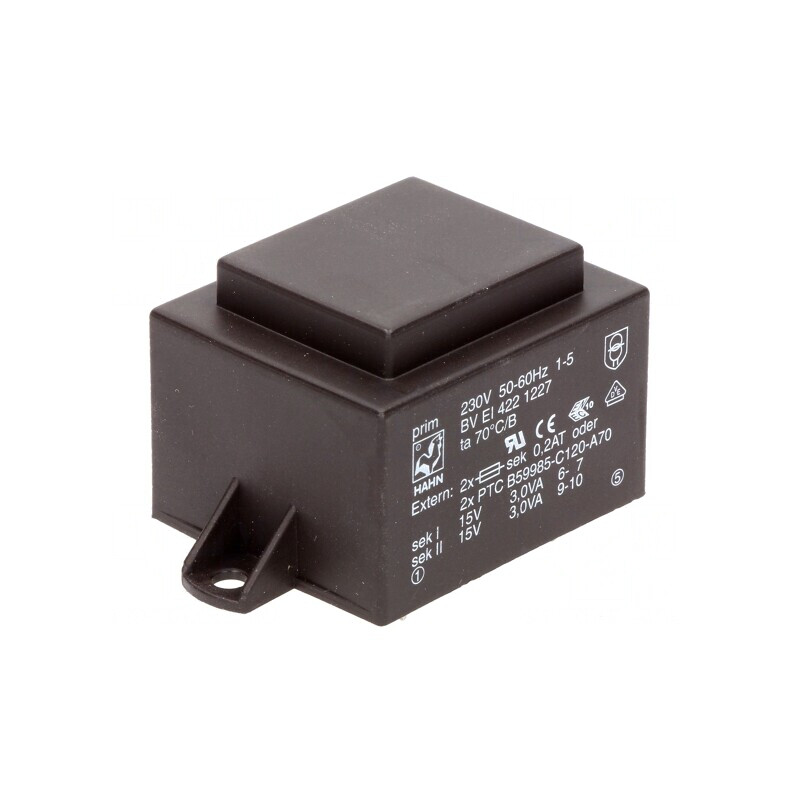 Transformator Încapsulat 6VA 230VAC 15V 200mA PCB | Electronic-mag.ro | Componente Electronice