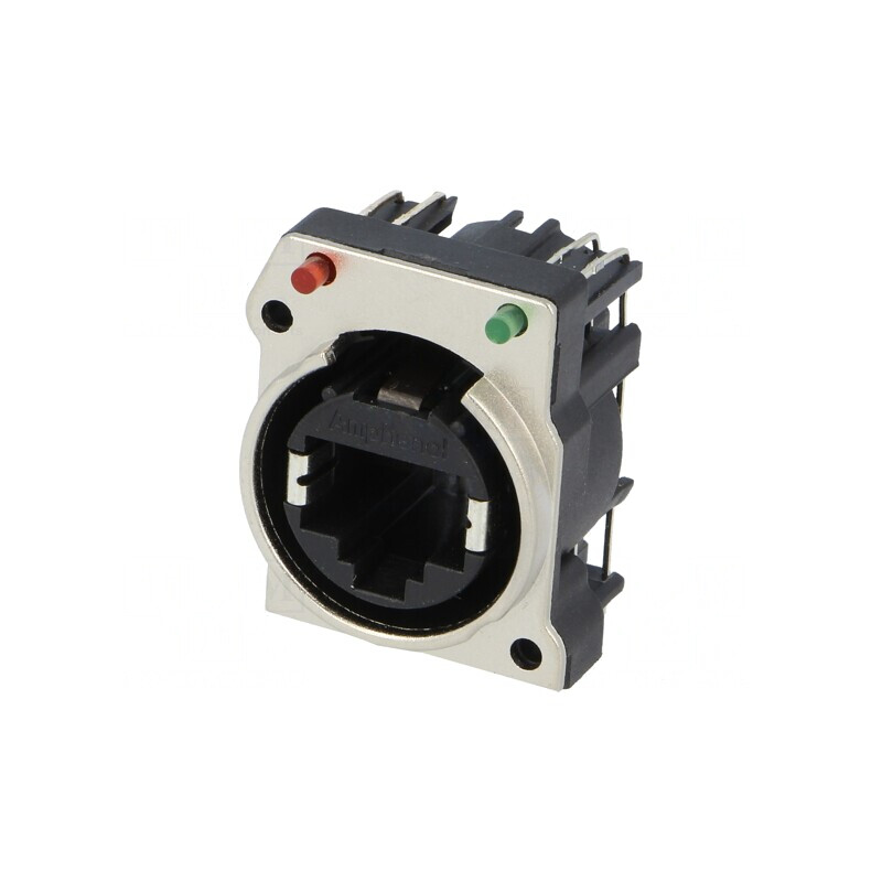 Soclu RJ45 XLRnet Cat 5e cu LED și buton THT | Electronic-mag.ro | Componente Electronice