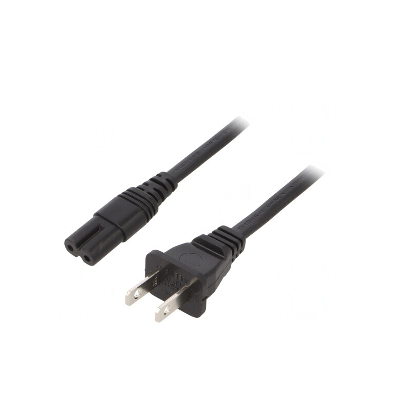 Cablu Alimentare 2x18AWG IEC C7 la NEMA 1-15 4m Negru | Electronic-mag.ro | Componente Electronice