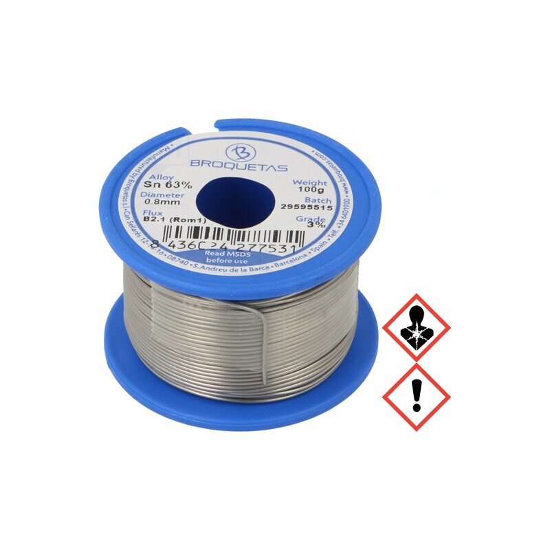 Sârmă de lipit Sn63Pb37 0,8mm 100g cu plumb | Electronic-mag.ro | Componente Electronice