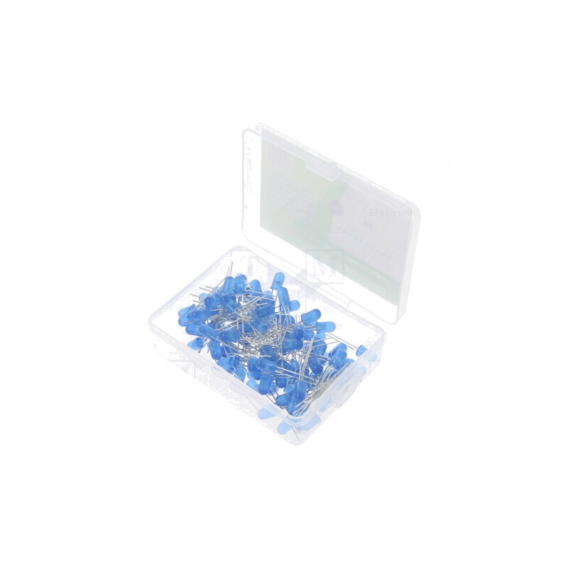 Set LED 5mm Albastru 100 buc 2,7-3,4V cu Cutie Plastic | Electronic-mag.ro | Componente Electronice