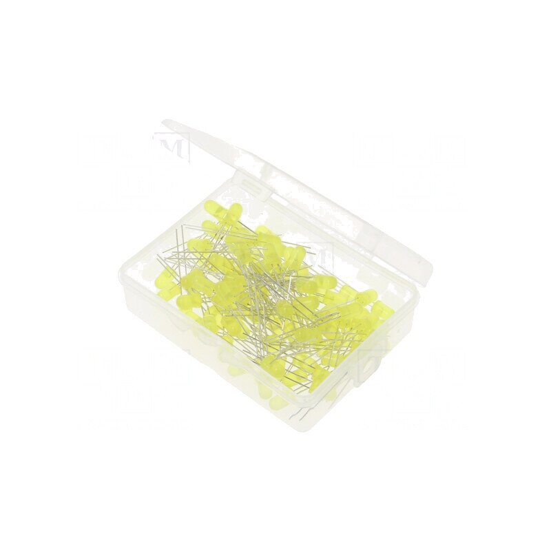 Set 100 LED-uri Galbene 5mm 1.8-2.4V în Cutie Plastic | Electronic-mag.ro | Componente Electronice Set 100 LED-uri Galbene 5mm 1.8-2.4V în Cutie Plastic | Electronic-mag.ro | Componente Electronice