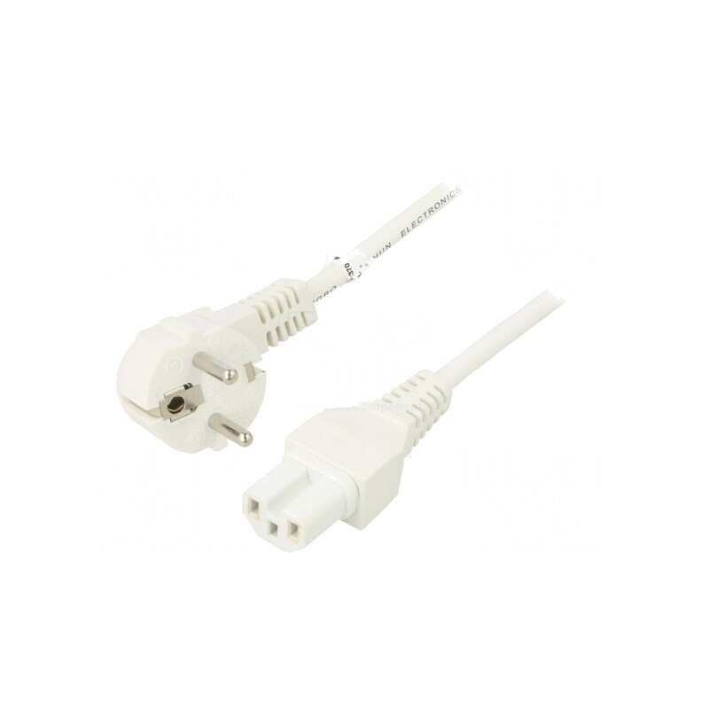 Cablu Alimentare Alb 2m Ștecăr Unghi CEE 7/7 la IEC C15 | Electronic-mag.ro | Componente Electronice Cablu Alimentare Alb 2m Ștecăr Unghi CEE 7/7 la IEC C15 | Electronic-mag.ro | Componente Electronice