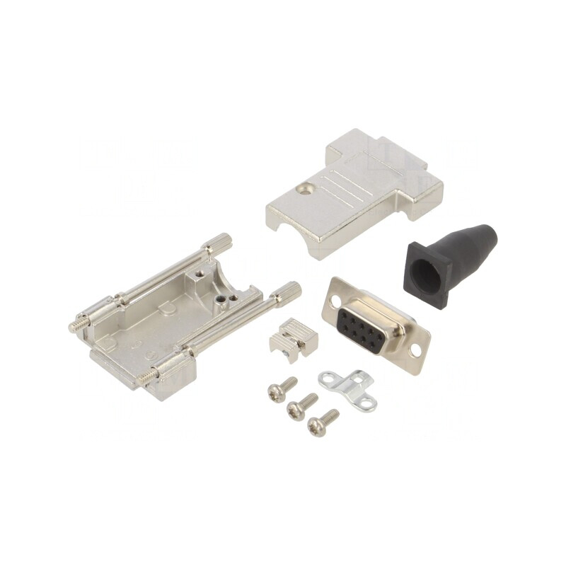 Conector D-Sub 9 PIN Mufă Mamă pentru Lipire pe Cablu - Negru Set Complet | Electronic-mag.ro | Componente Electronice