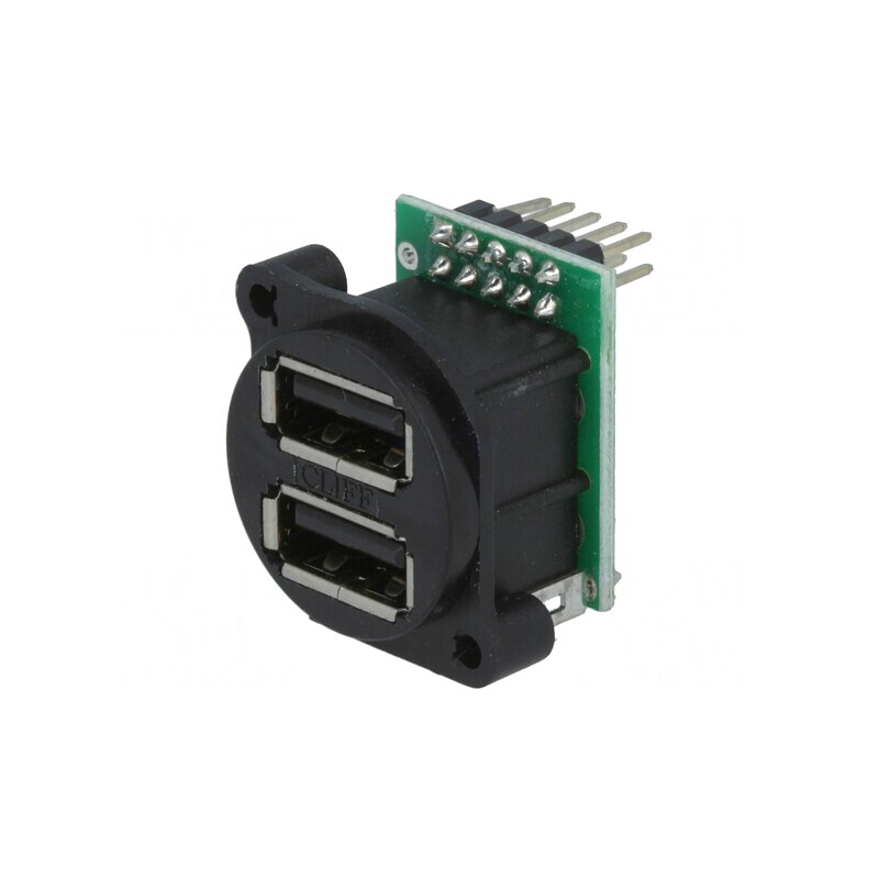 Soclu USB A pentru Montare pe Panou cu Șuruburi și Șir Pini Dubli | Electronic-mag.ro | Componente Electronice
