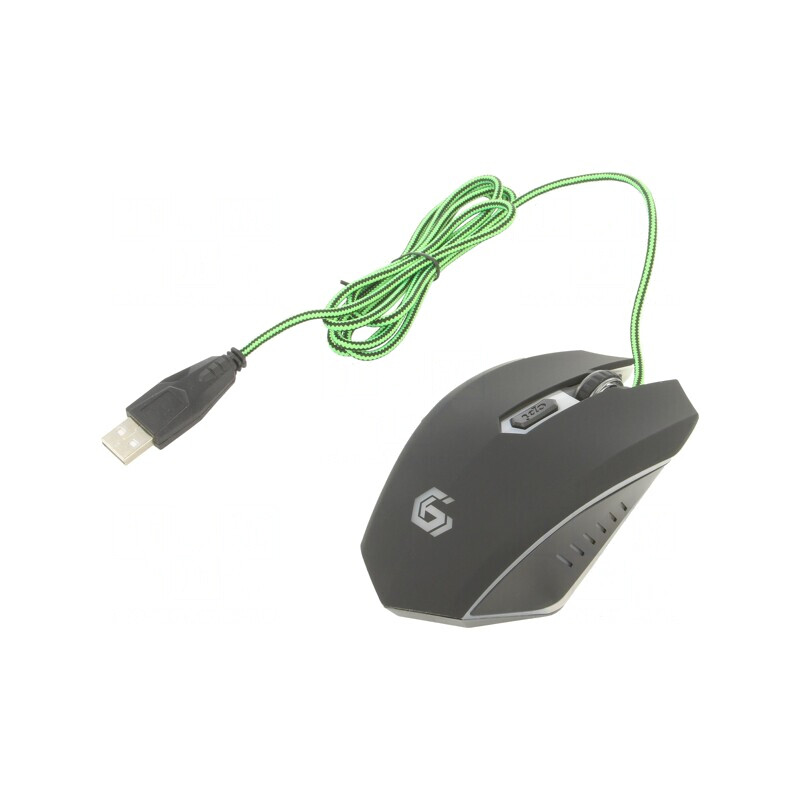 Mouse optic negru-verde USB cu cablu 1,3m 6 butoane | Electronic-mag.ro | Componente Electronice