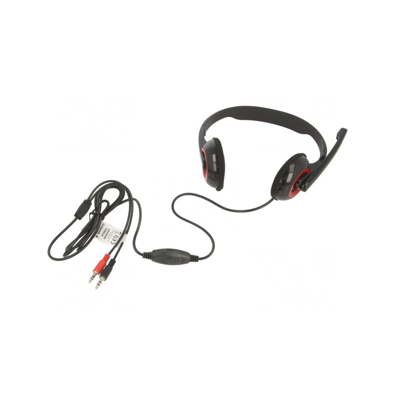Căști cu Microfon Negru-Roșu Jack 3,5mm 1,8m 20Hz-20kHz | Electronic-mag.ro | Componente Electronice