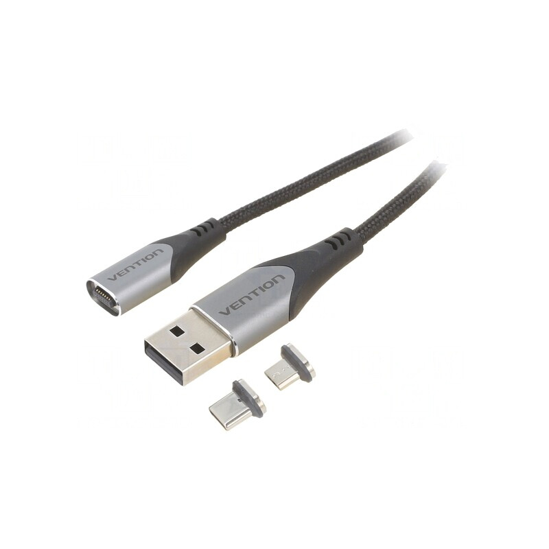 Cablu magnetic USB 2.0 1m negru 480Mbps | Electronic-mag.ro | Componente Electronice