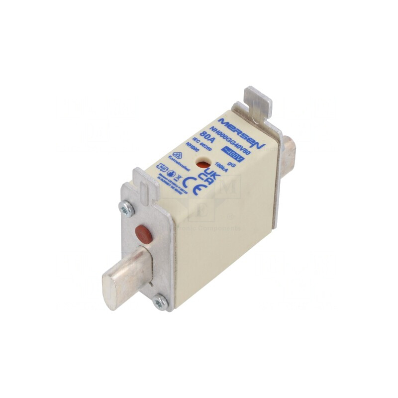 Siguranță ceramică industrială 80A 400VAC NH000 | Electronic-mag.ro | Componente Electronice
