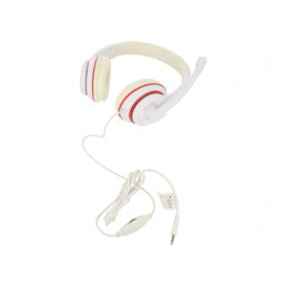 Căști Over-Ear cu Microfon Alb-Roșu Jack 3.5mm 1.8m | Electronic-mag.ro | Componente Electronice
